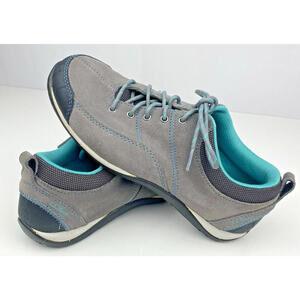 L.L. Bean Beansport Feldspar Sneakers 7.5 Wide Suede Gray Teal Lace Up Shoes EUC